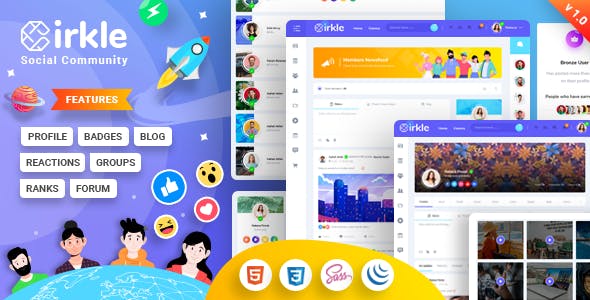 基于Bootstrap v4.5.3框架构造的时尚的社交网站前端界面HTML模板 - Cirkle